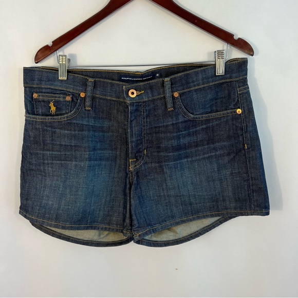 Ralph Lauren Pants - Ralph Lauren Sport Jean Shorts Womens 31 Blue Denim Cotton Flag Logo Dark Wash